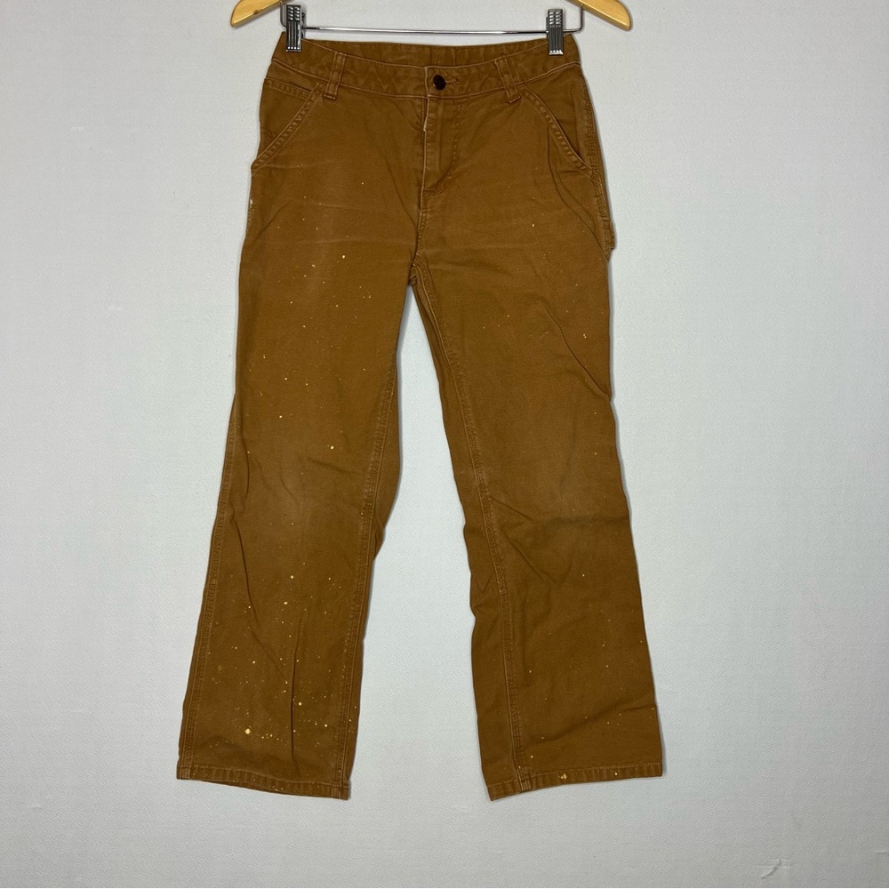 Carhartt Youth Kids Brown Cargo Distressed Carpenter Pants Size 12
